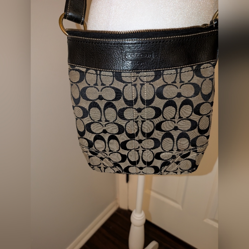 Vintage Coach Signature C Canvas Crossbody Bag Brown Leather 6266 Y2K